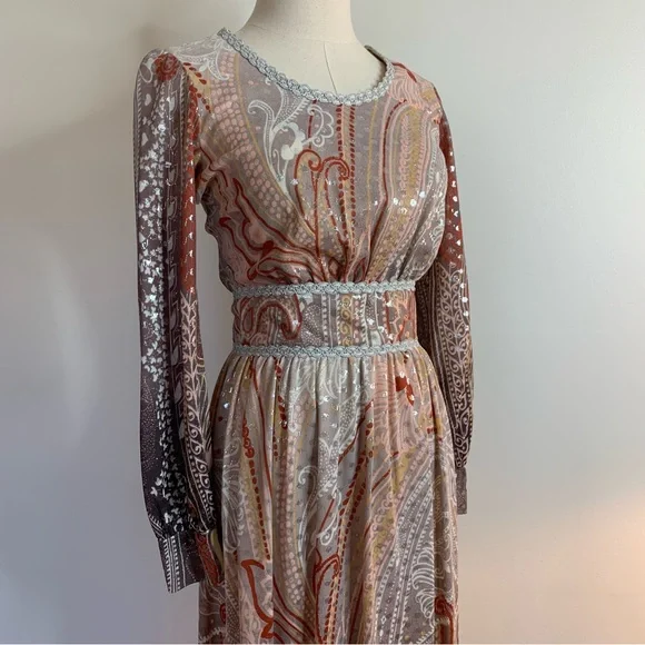 Toni Todd 1960s Ombre Paisley Lamé Maxi Dress - Picture 6 of 12
